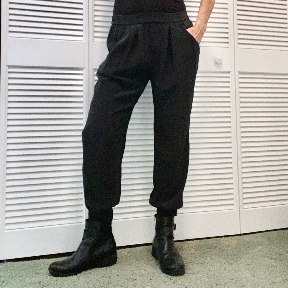 Black silk jogger